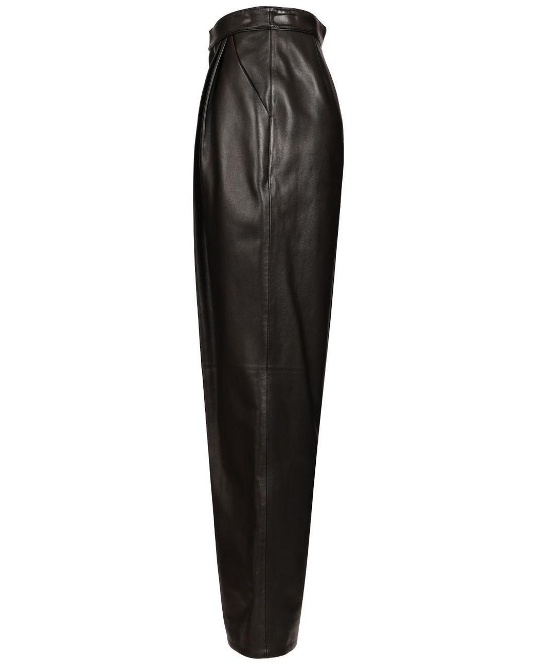 Bottega Veneta Black Shiny Wide-Leg Leather Pants