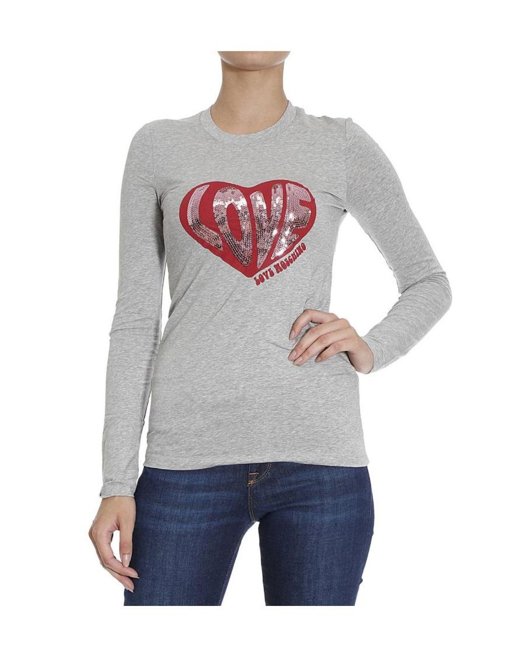 Moschino Gray Logo Detail T-Shirt