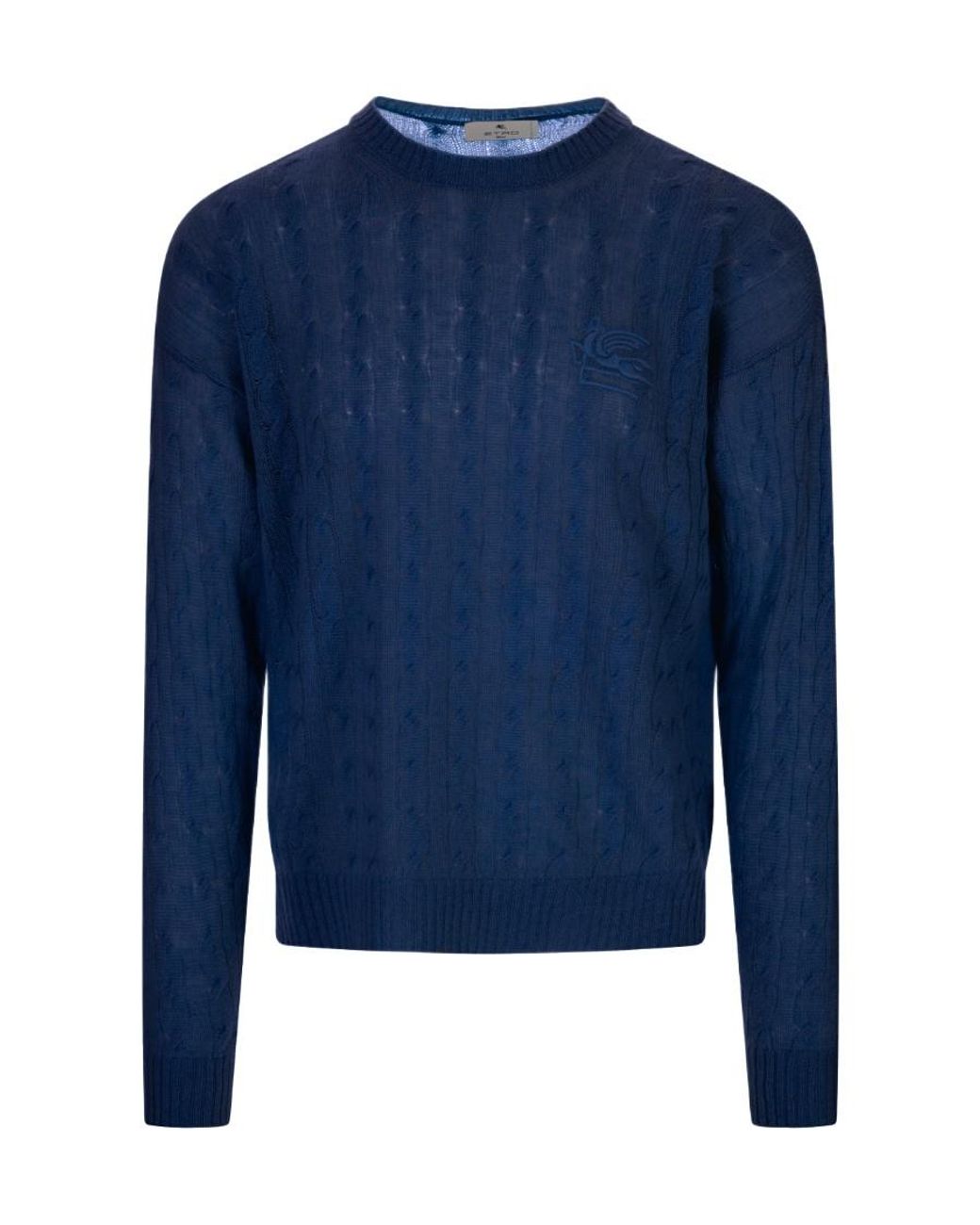 Etro Blue Logo Embroidered Crewneck Jumper for men