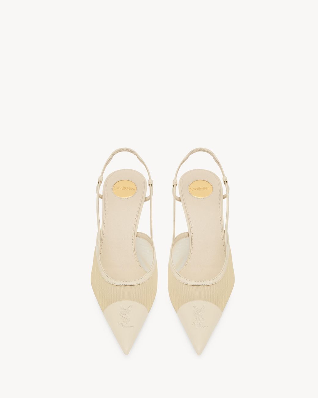 Saint Laurent White Renée Slingback Pumps