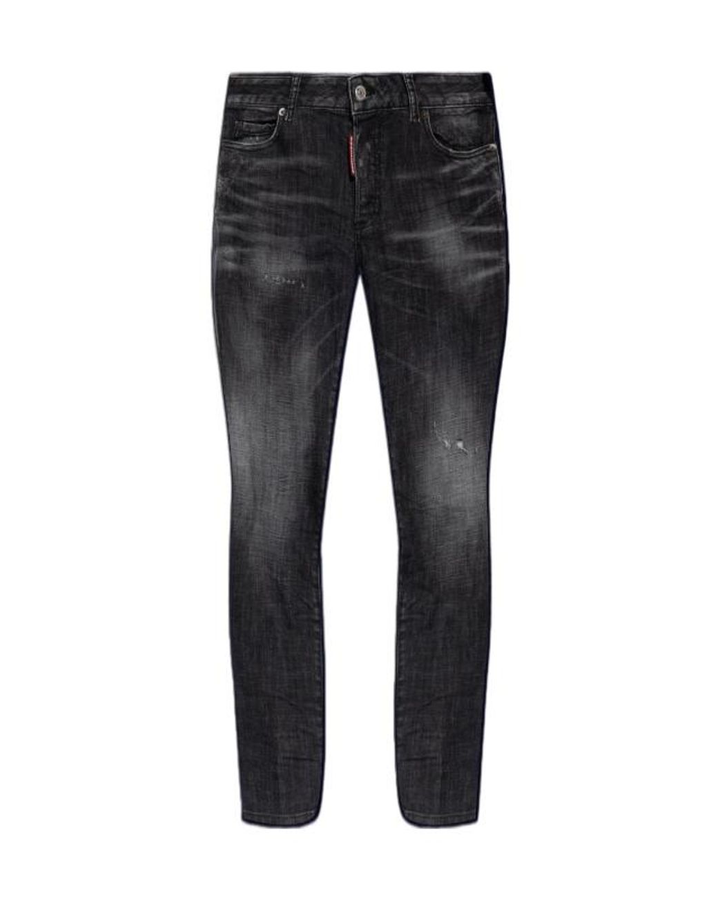 DSquared² Black Mid-Waisted Distressed Skinny Jeans