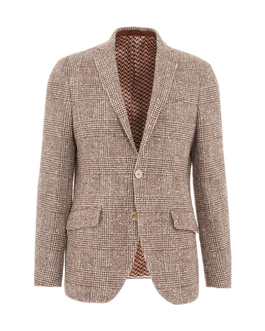 Etro Brown Wool Jacket With Check Working for men