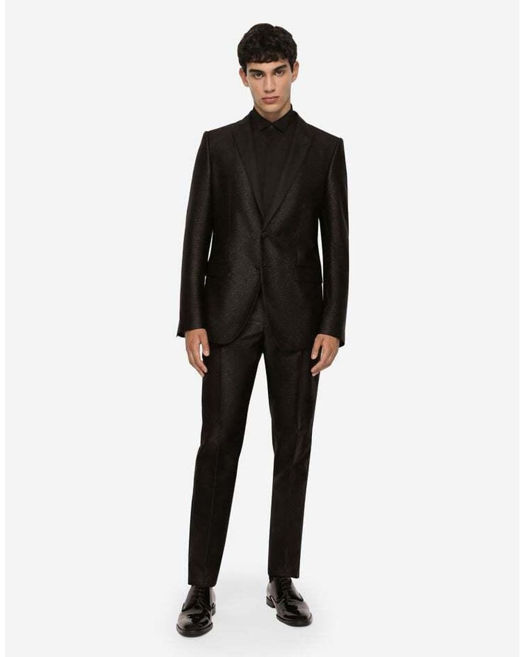 Dolce & Gabbana Black Jacquard Martini-Fit Tuxedo Suit for men