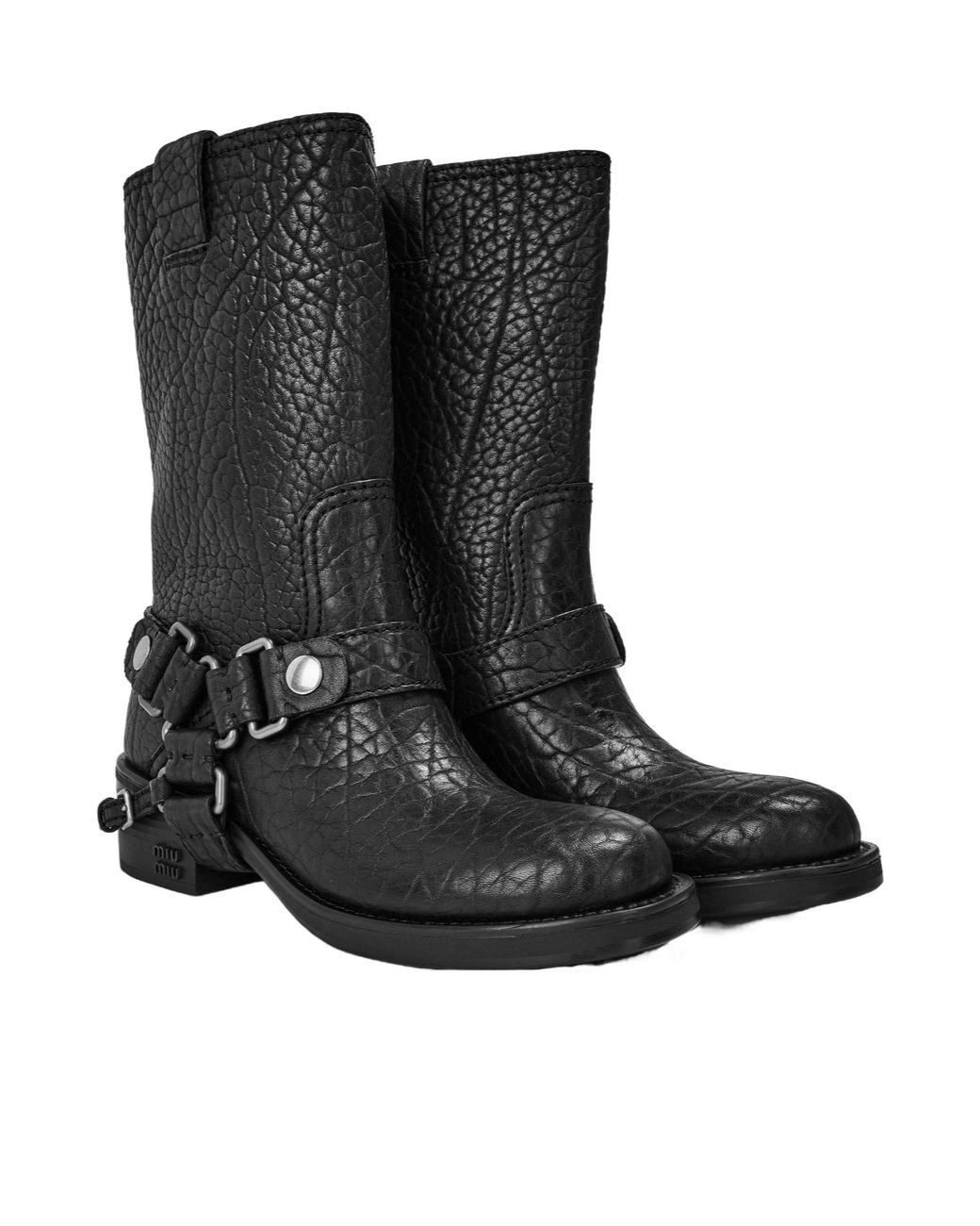 Miu Miu Black Premium Leather Ankle Boots