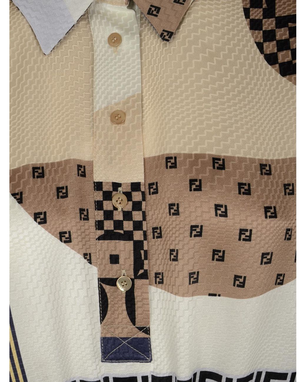 Fendi Blue Patchwork Printed Drawstring-Waist Midi Dress