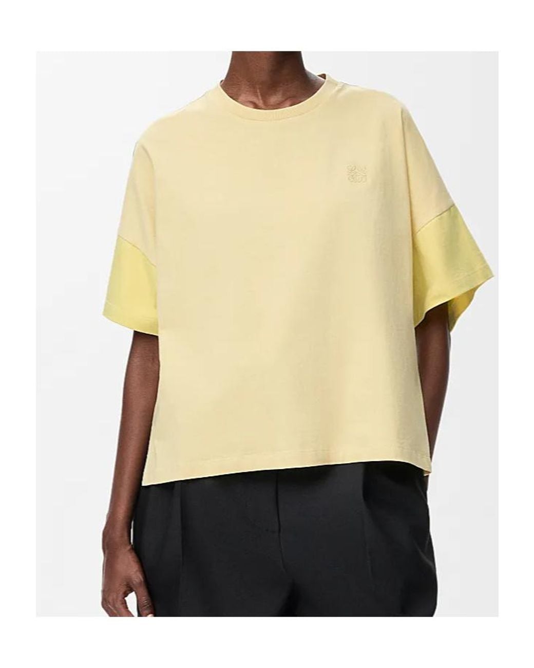 Loewe Yellow Anagram-Embroidered Panelled T-Shirt
