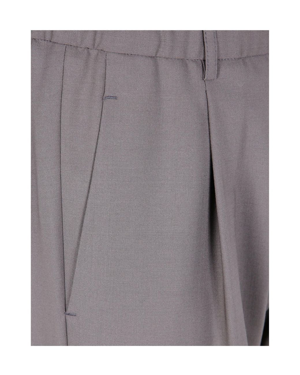 Herno Gray Elasticated Waist Pleated Trousers for men