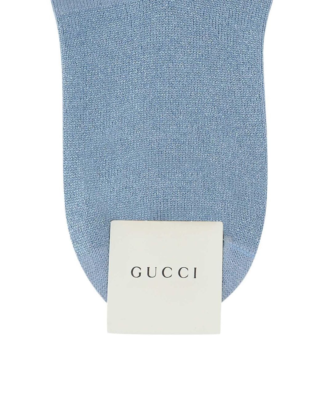Gucci Blue Logo Intarsia Knit Stretched Socks
