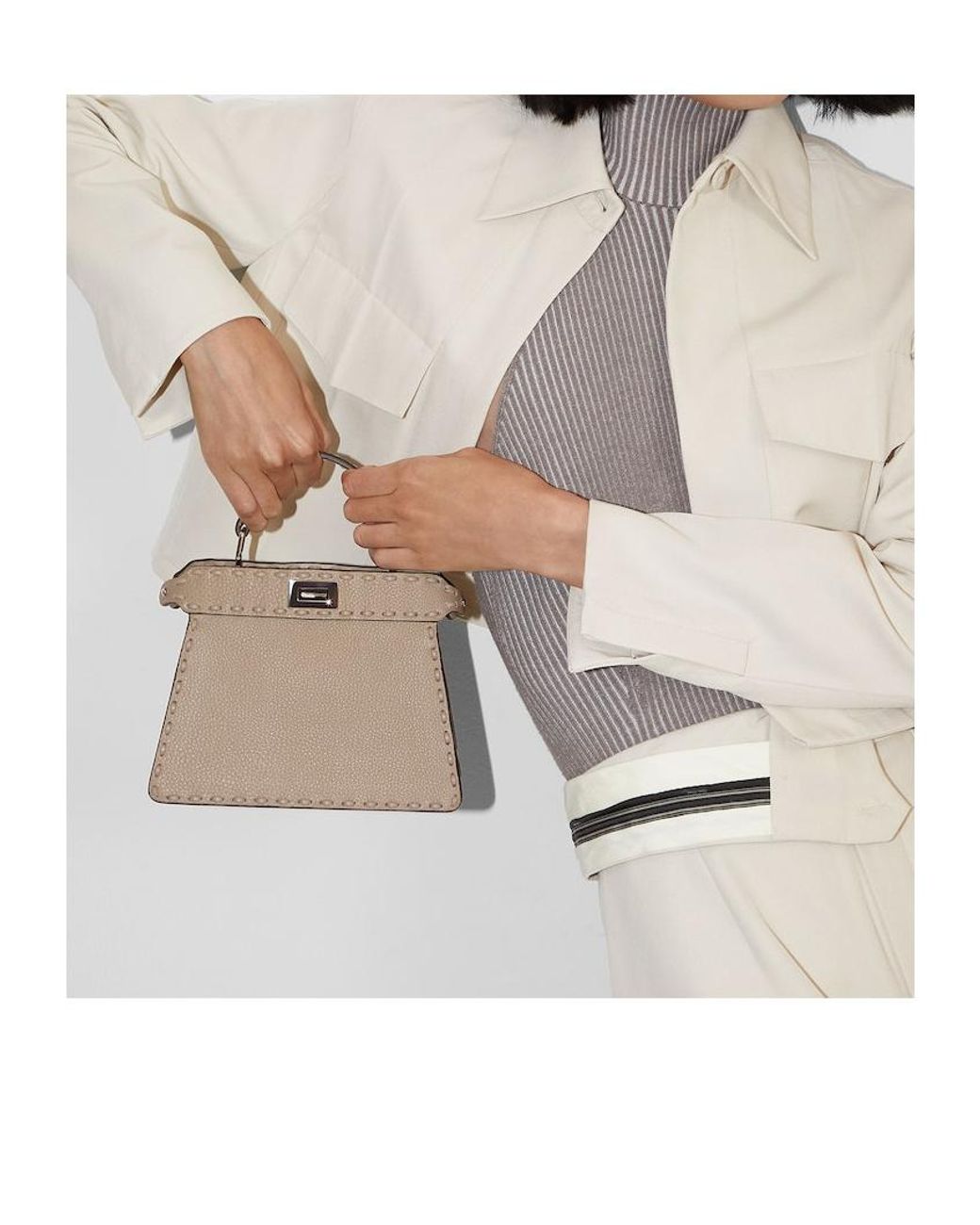 Fendi Natural Dove Selleria Bag With 306 Hand-Sewn Topstitches