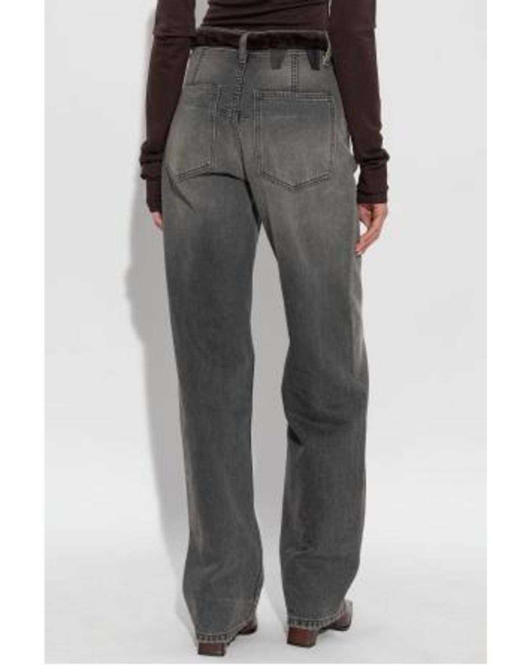 DARKPARK Gray Lu Wide-Leg Belted Jeans