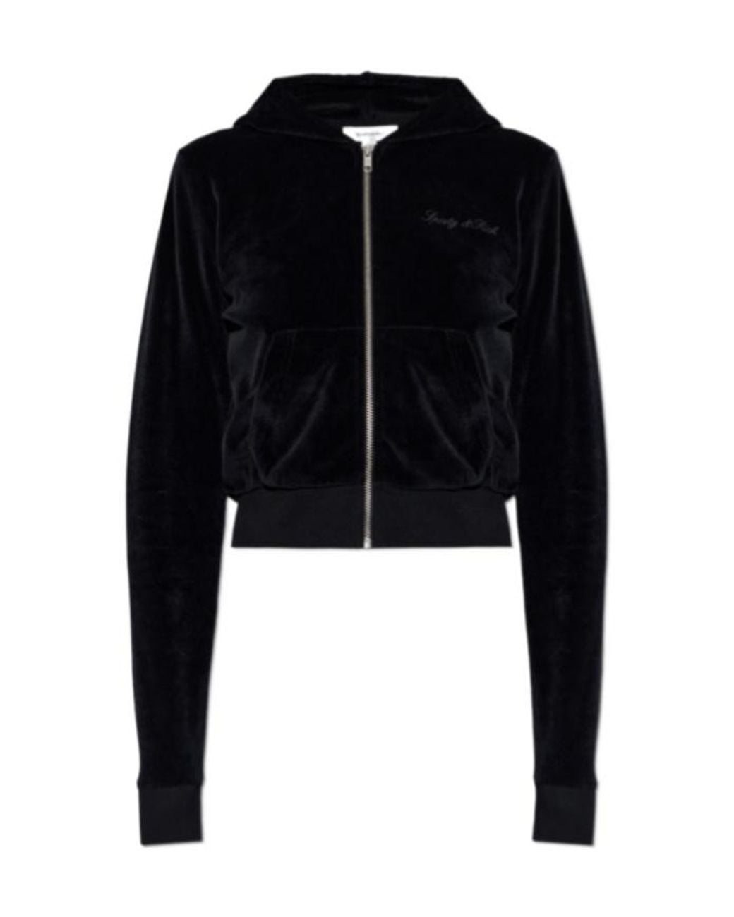 Sporty & Rich Black Long-Sleeve Hooded Sweatshirt