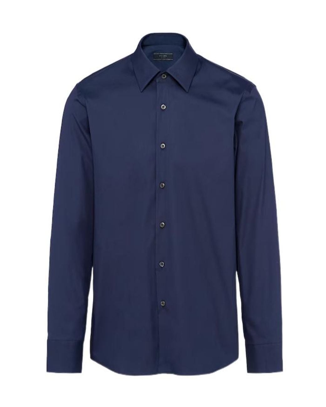 Prada Blue Long-Sleeved Poplin Shirt for men