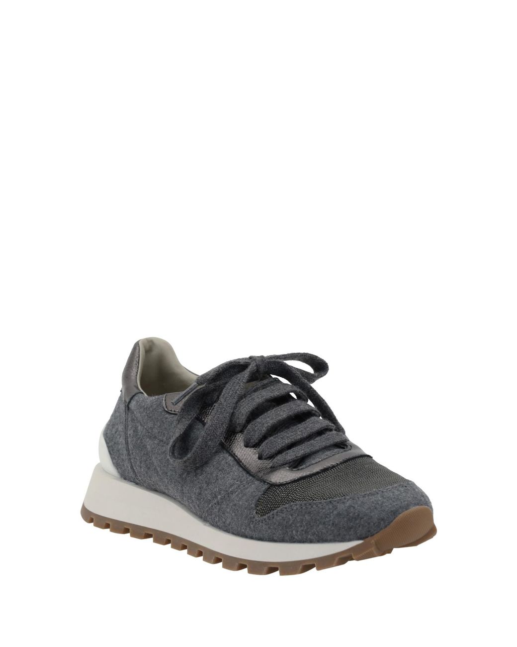 Brunello Cucinelli Gray Lace-Up Sneakers