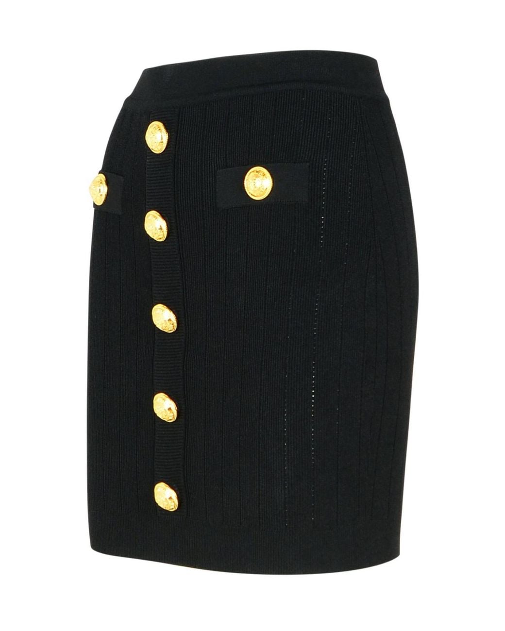 Balmain Black Button Detailed High-Rise Mini Skirt