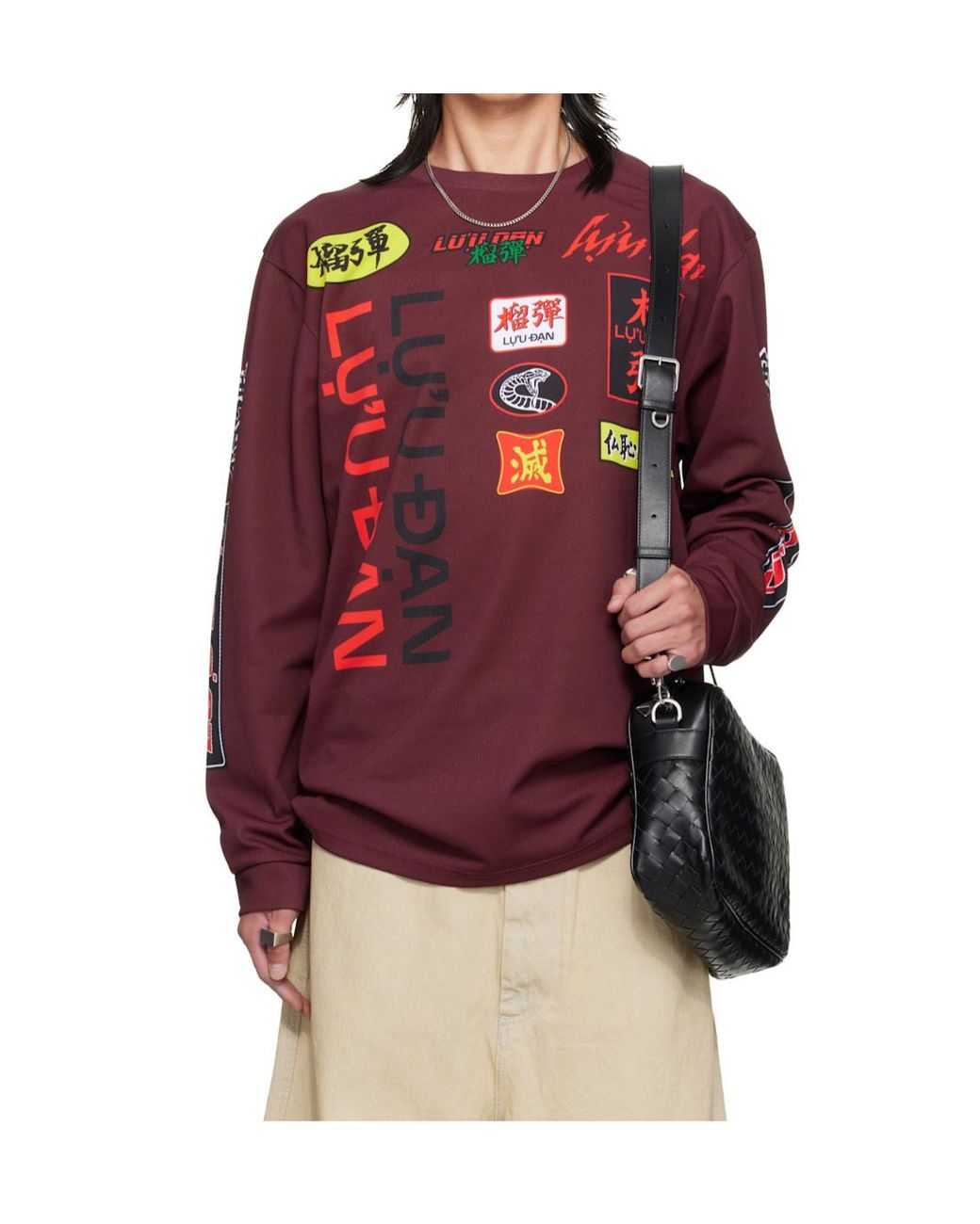 Lu'u Dan Red Oversized Long-Sleeved T-Shirt for men