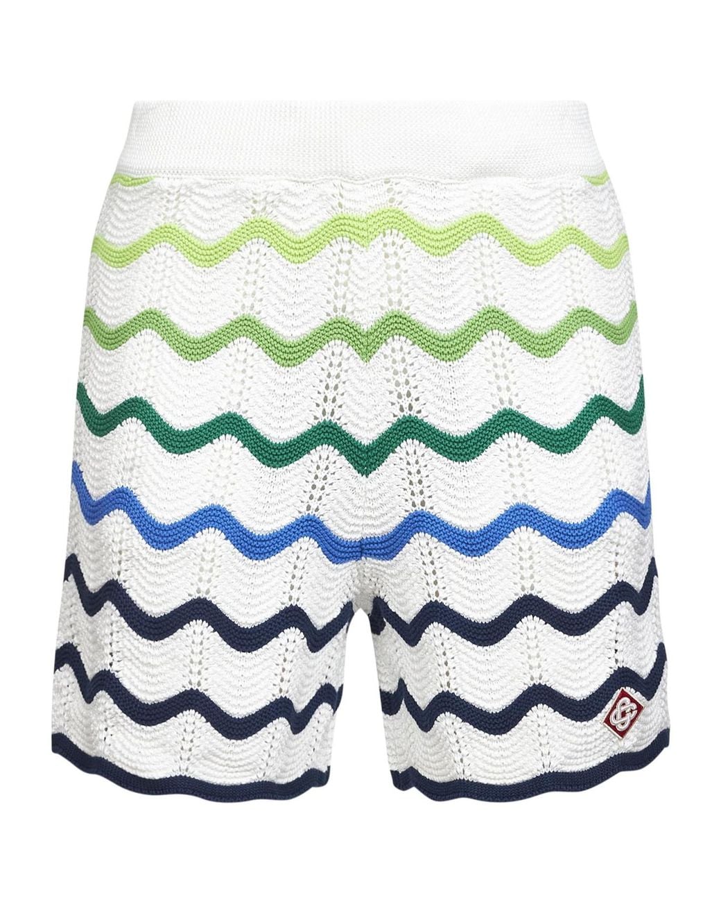 Casablanca Green Elasticated Scalloped Knit Shorts for men