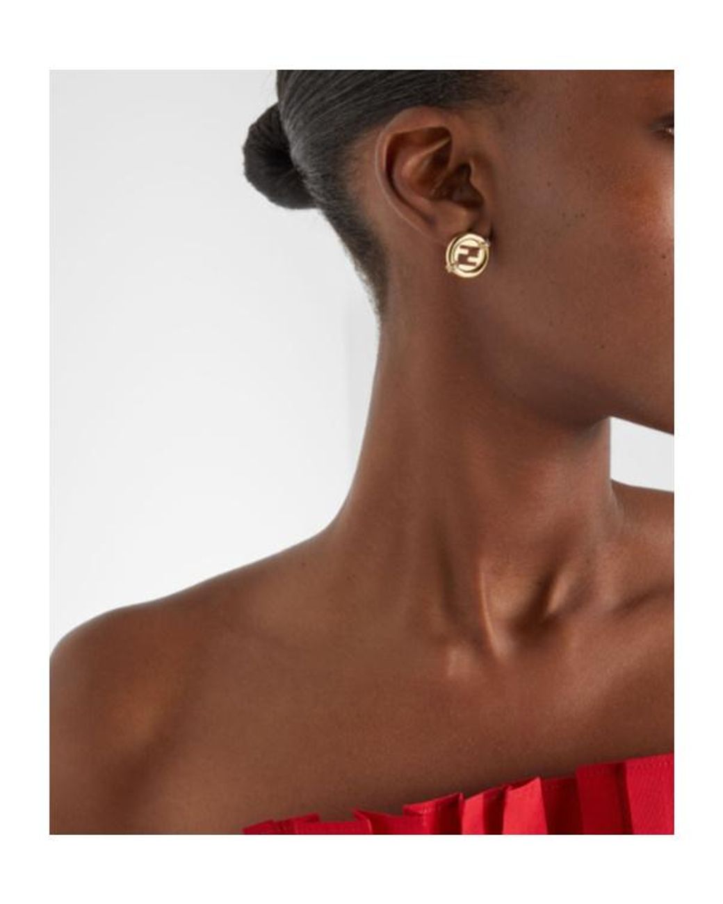 Fendi Metallic Everround Embellished Earrings