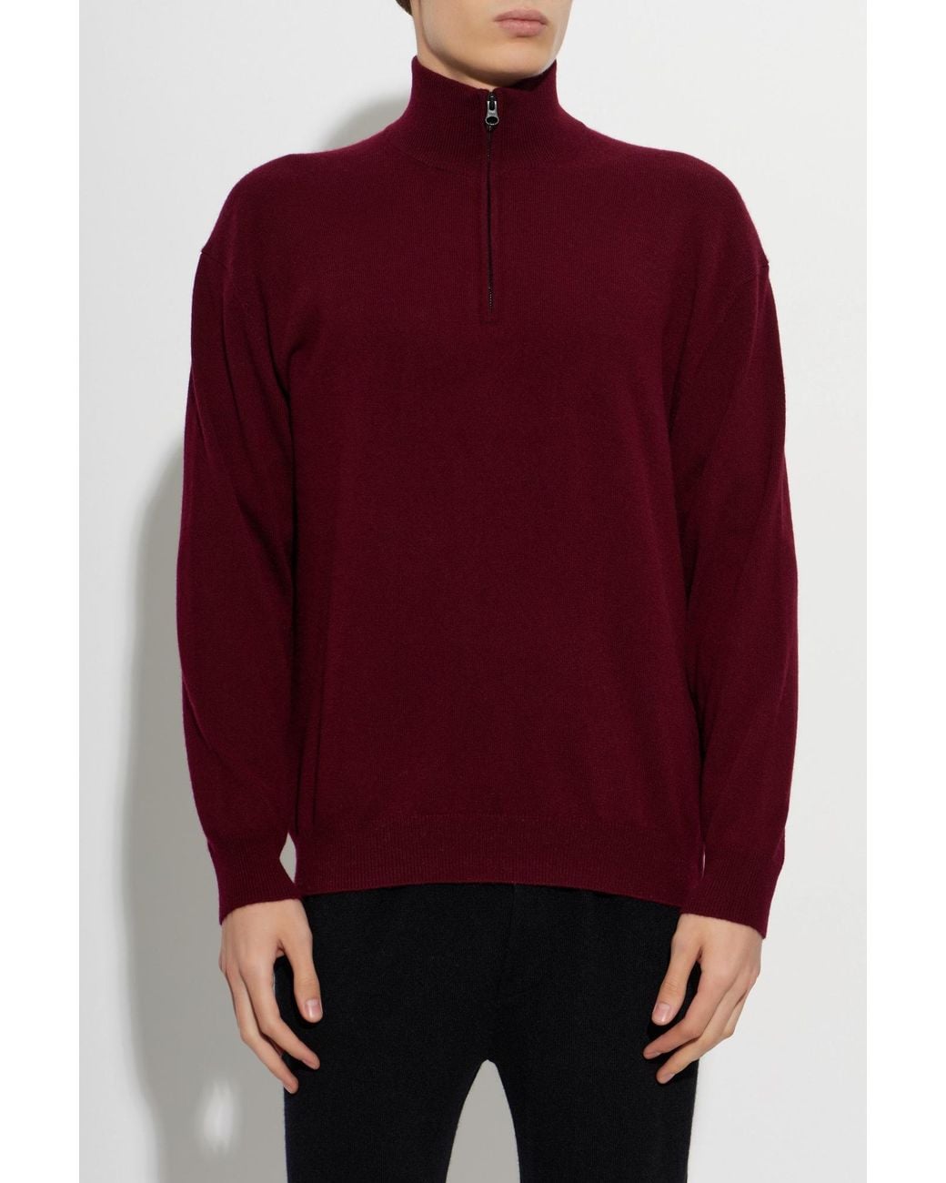 Lisa Yang Purple Augustus Half-Zip Knitted Sweater for men