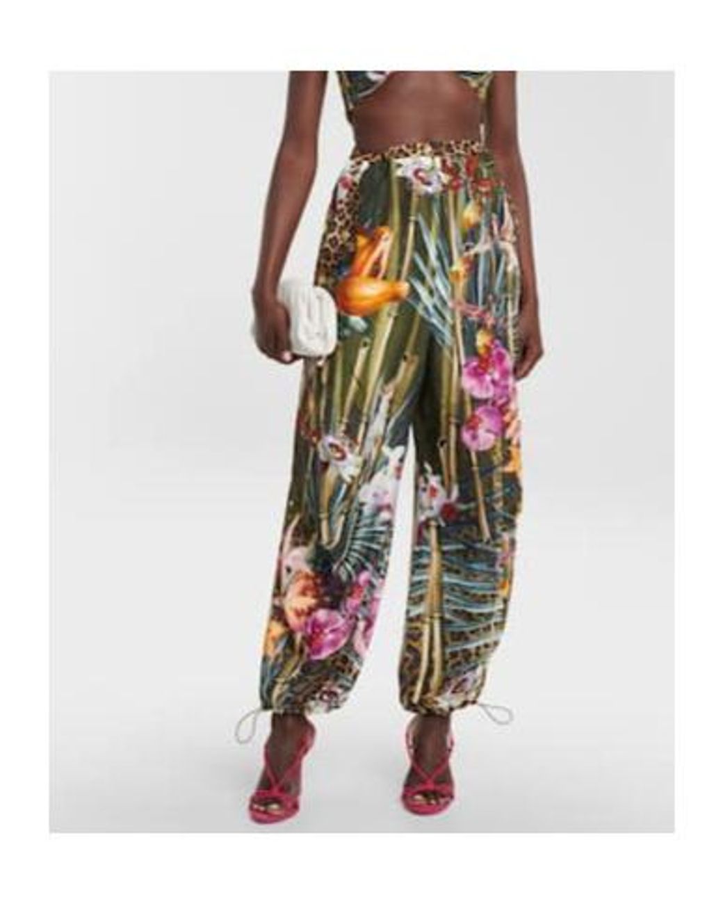 Camilla White Floral Silk Balloon Pants