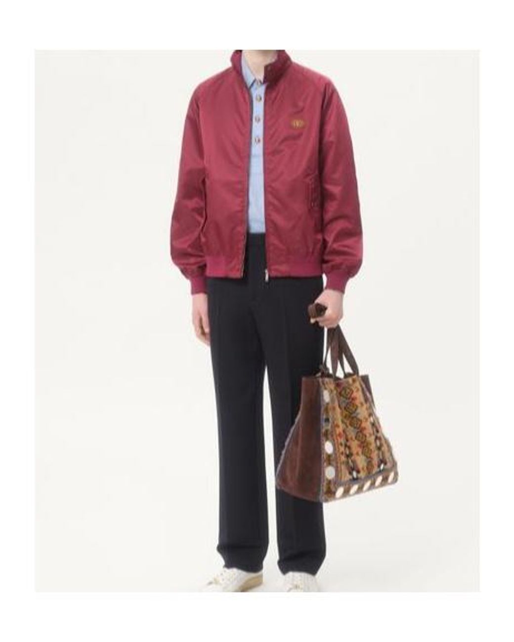 Valentino Red Logo Patch Zip-Up High Neck Jacket for men