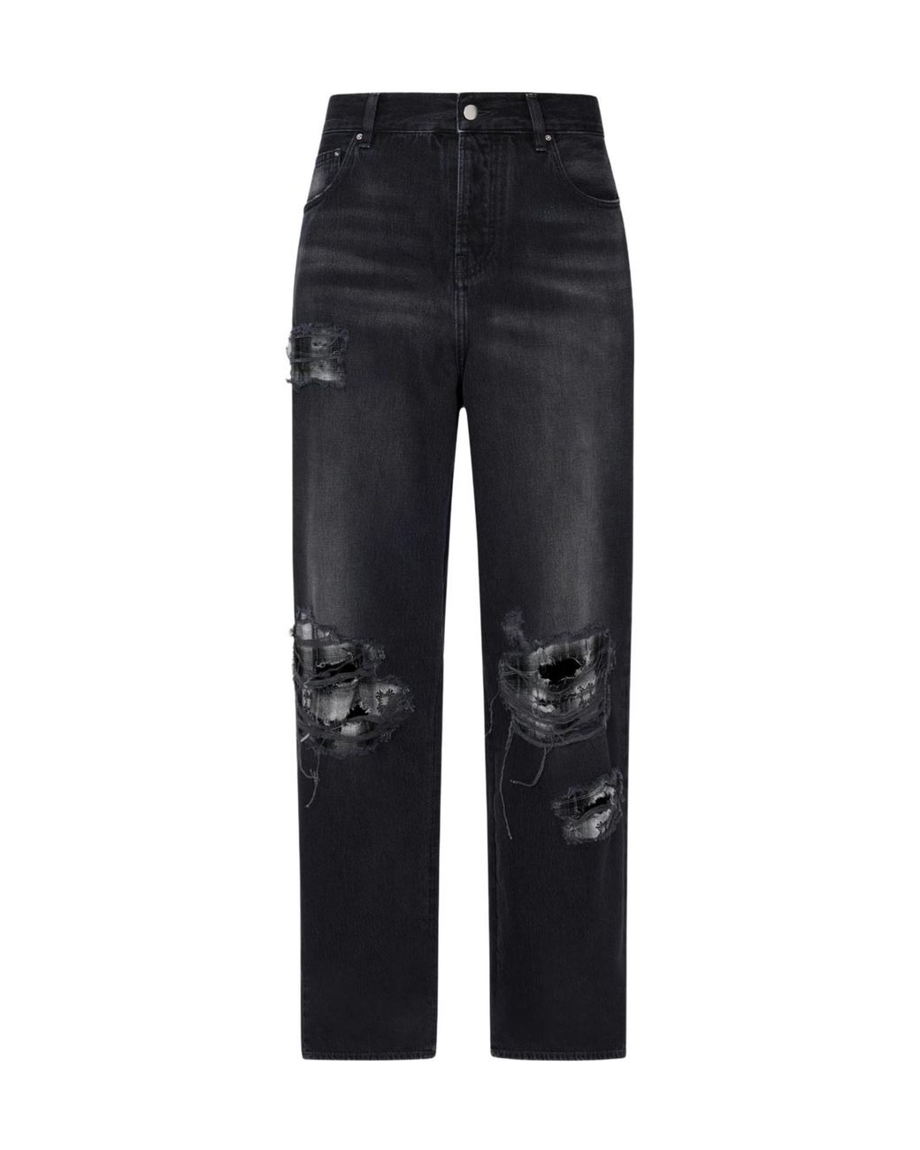 Amiri Black Flannel Repair Baggy Jeans for men