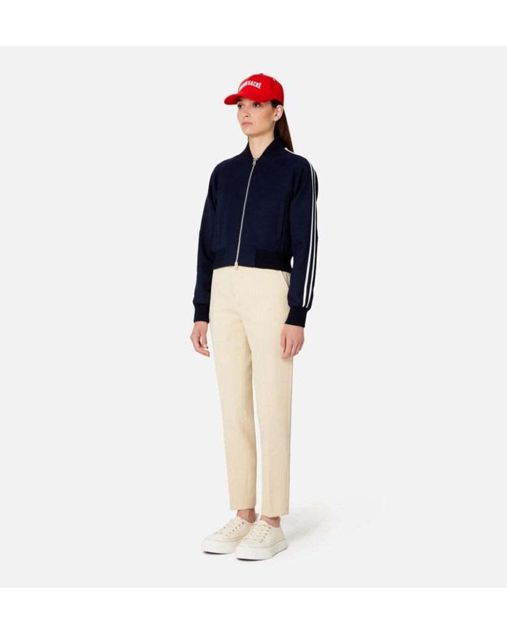 AMI Blue Stripe-Trim Track Jacket