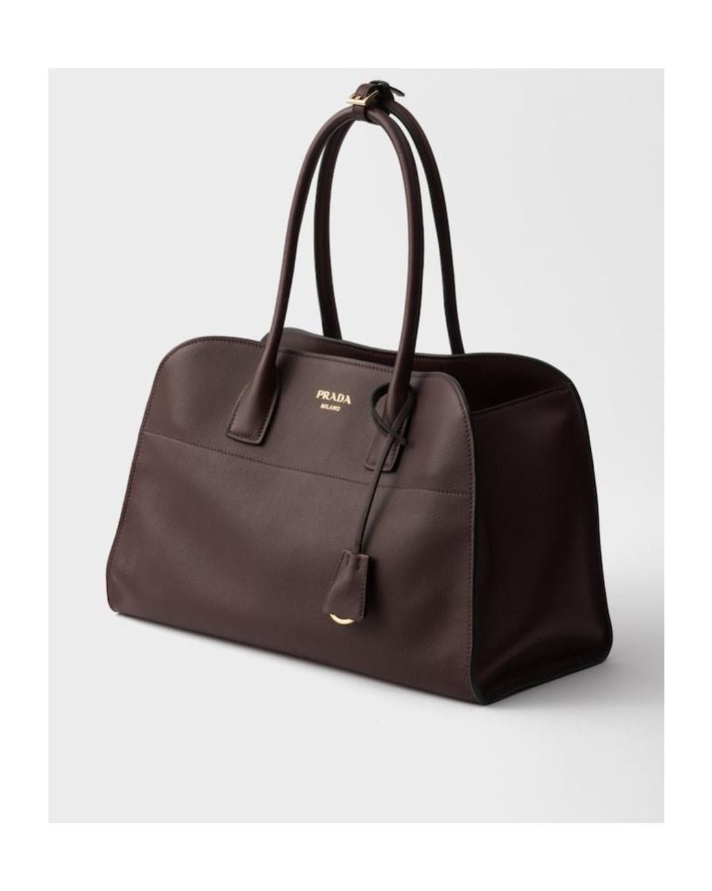 Prada Brown Logo Detailed Open Top Large Tote Bag