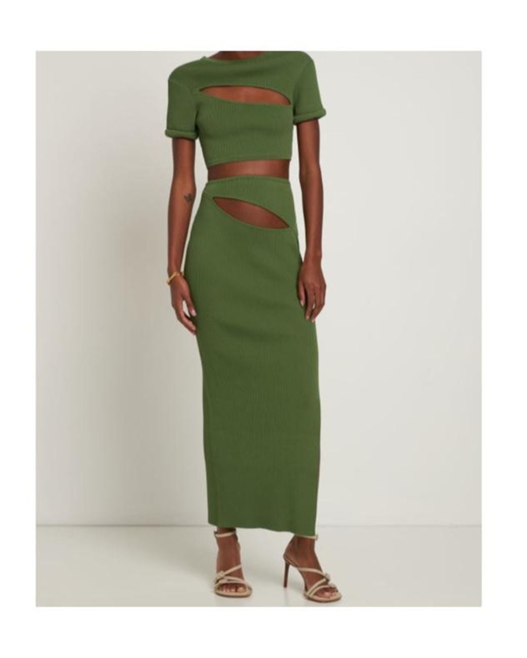 Christopher Esber Green Rib Cutout Long Skirt