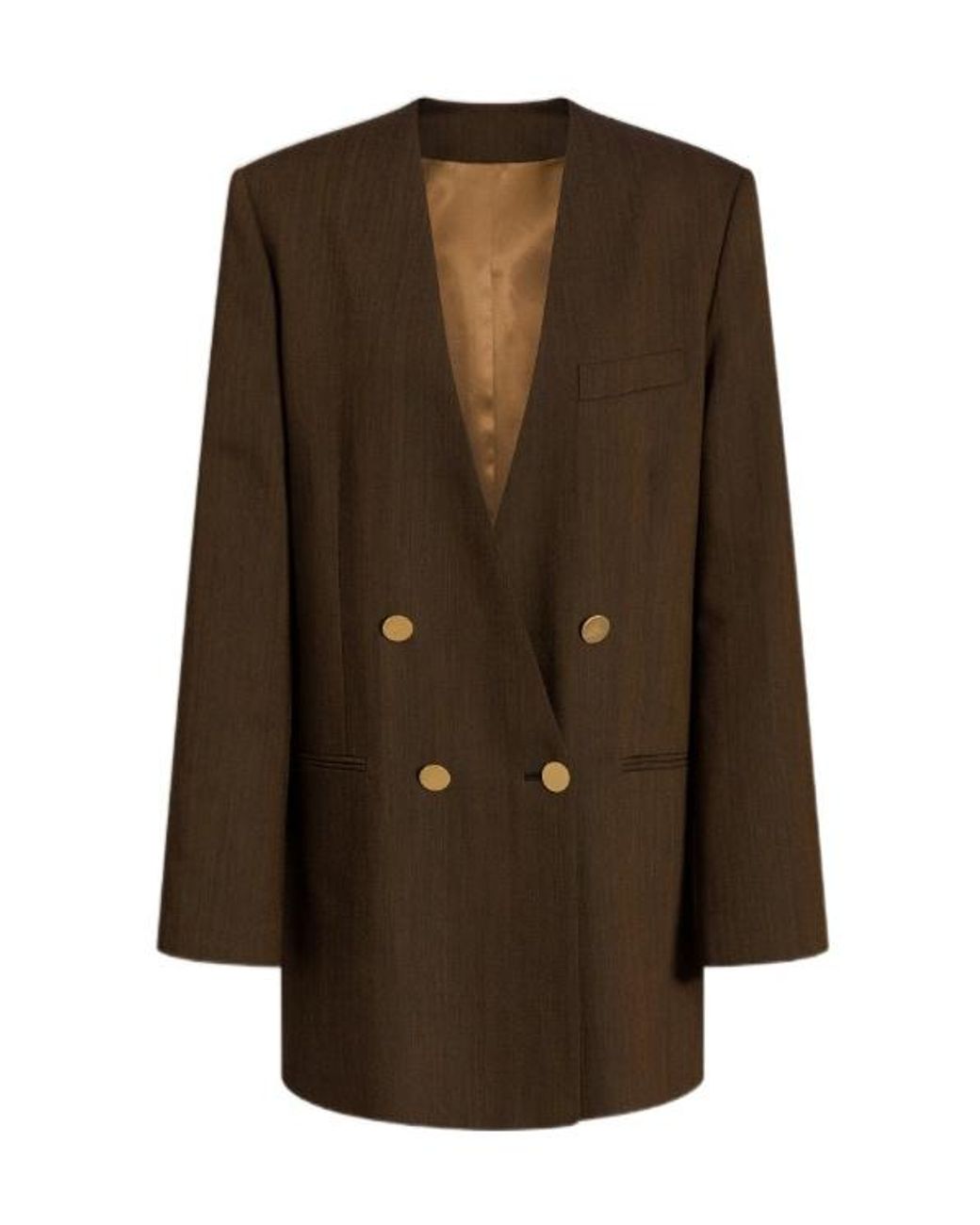 Alberta Ferretti Brown Chest-Pocket Double-Breasted Blazer