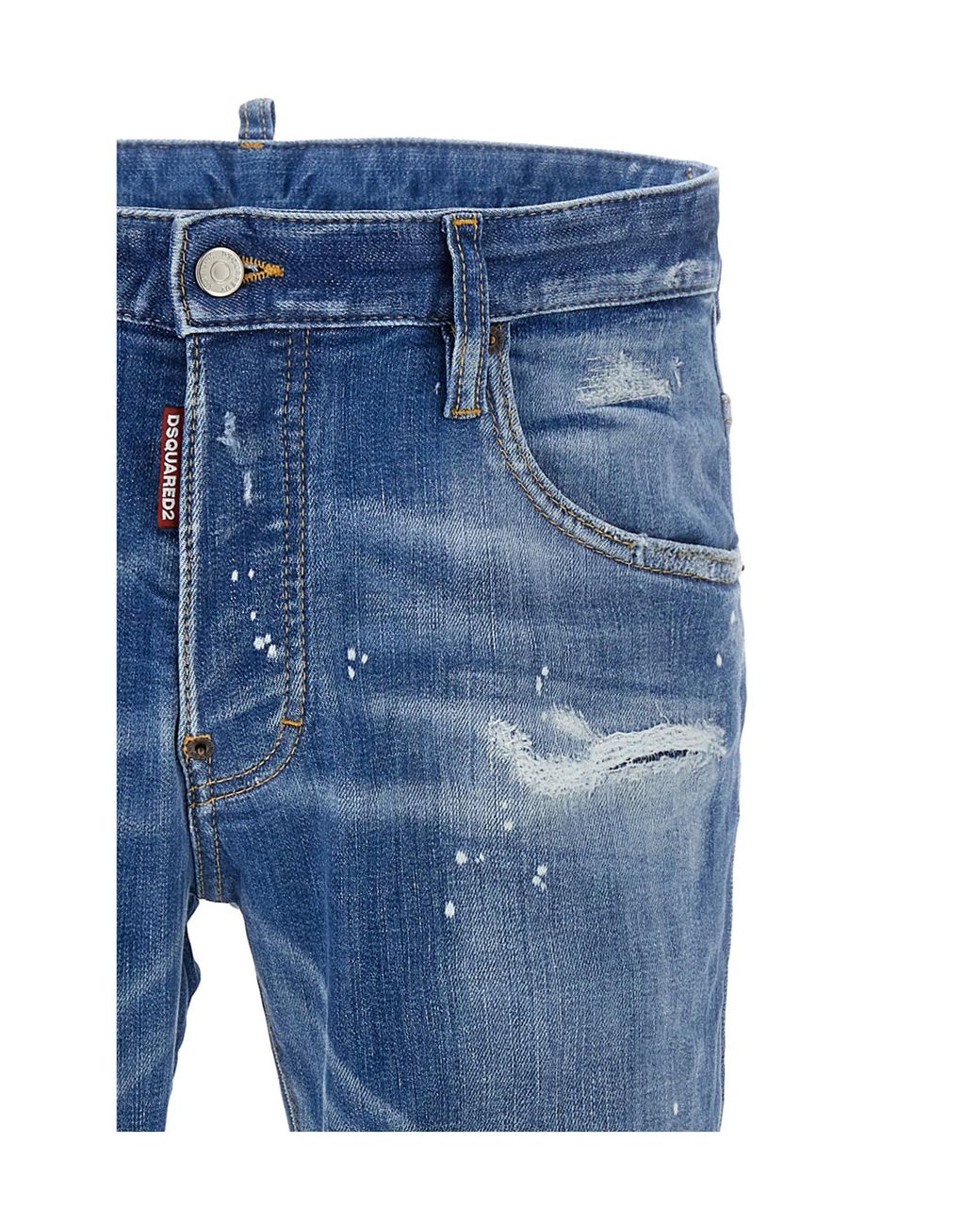 DSquared² Blue Distressed Skinny Jeans for men