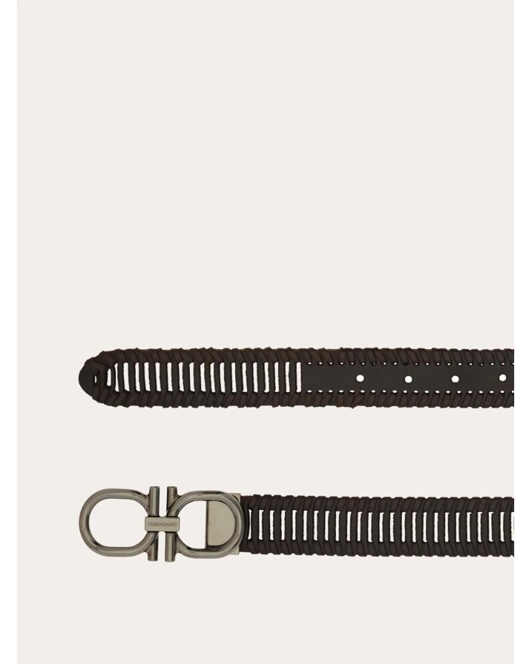 Ferragamo White Ferragamo Eyewear Woven Gancini Belt for men