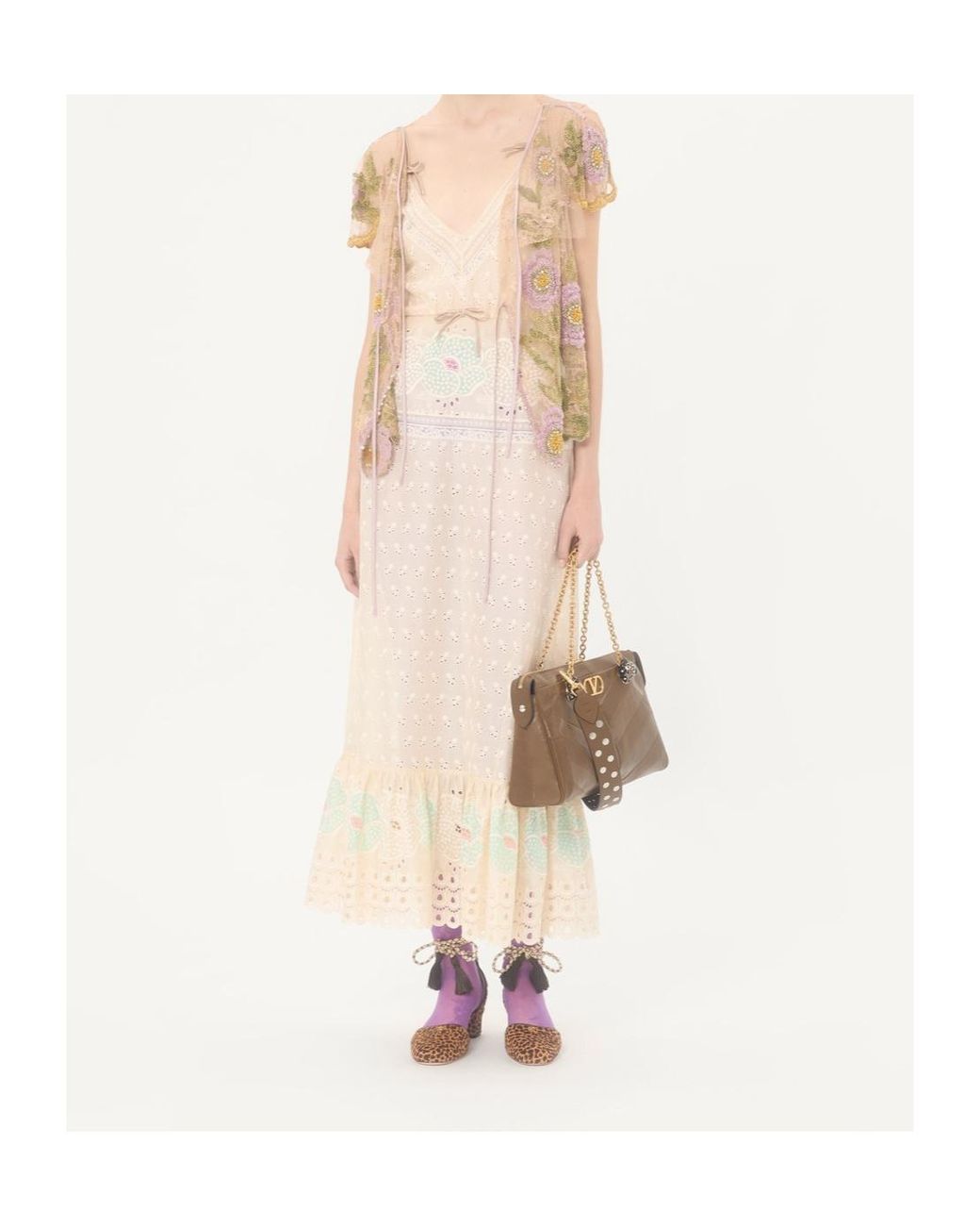 Valentino Natural Floral Embroidered Top