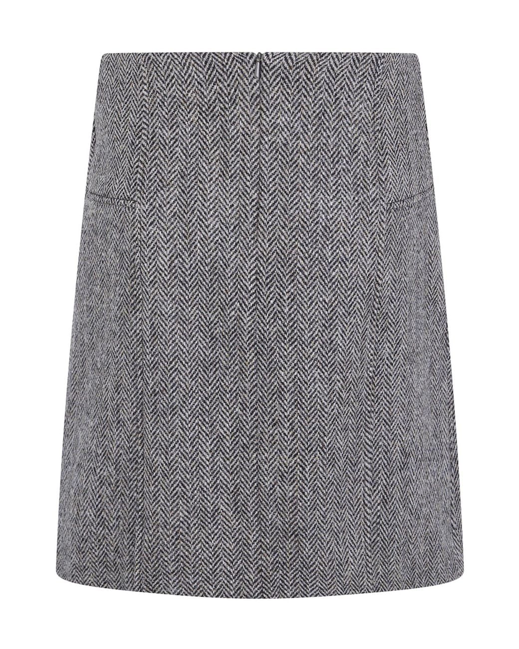 Paul Smith Gray A-Line Herringbone Weave Skirt
