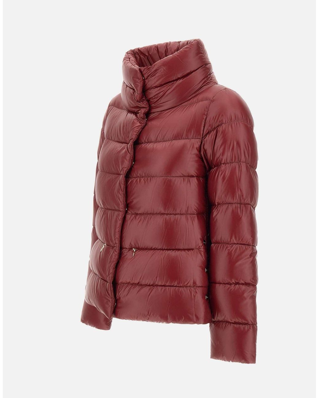 Herno Red Funnel Neck Quilted Padded Jacket