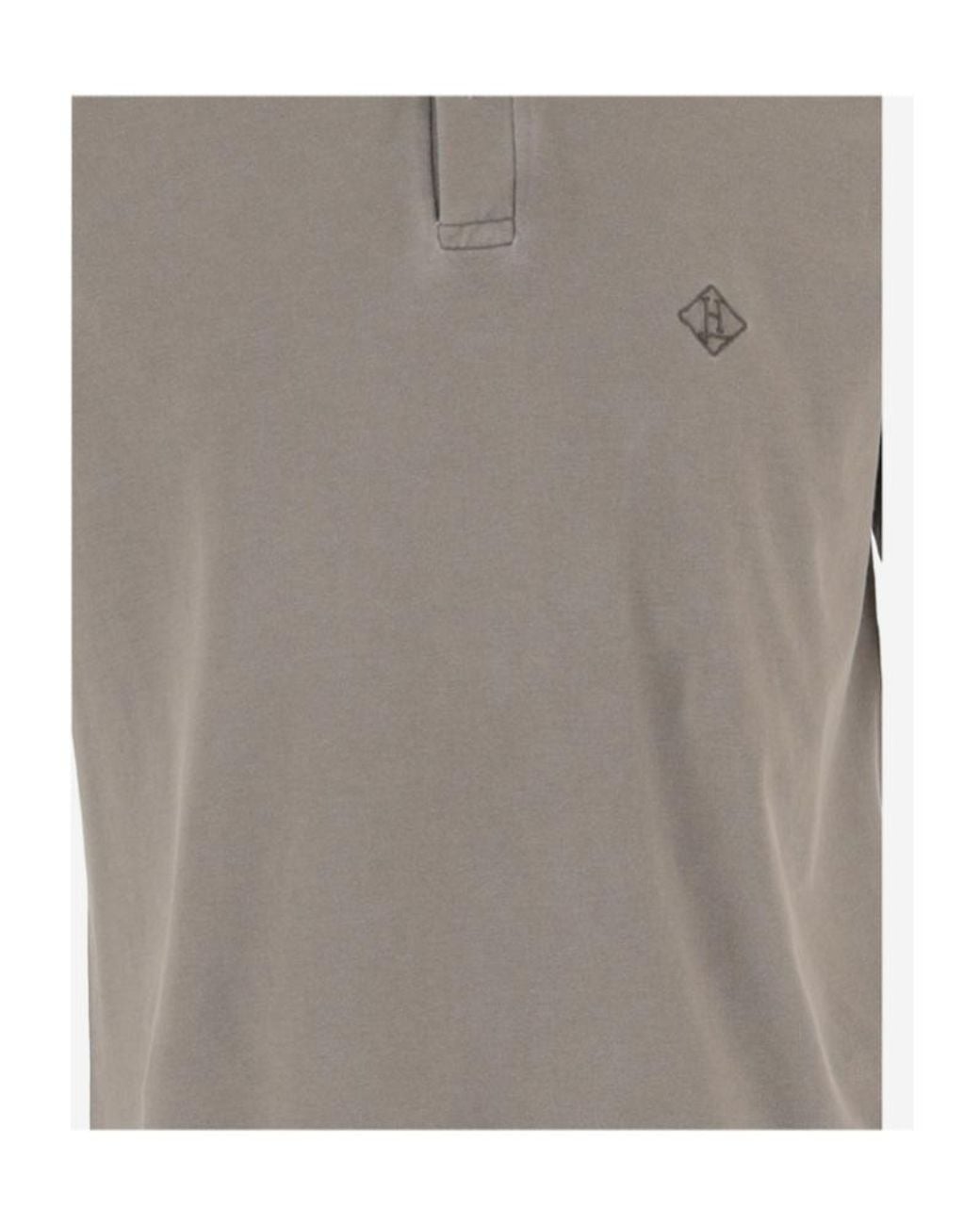 Herno Gray Logo Embroidered Short Sleeved Polo Shirt for men