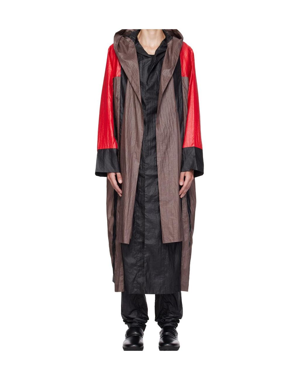 Kiko Kostadinov Red Pleated Striped Coat for men