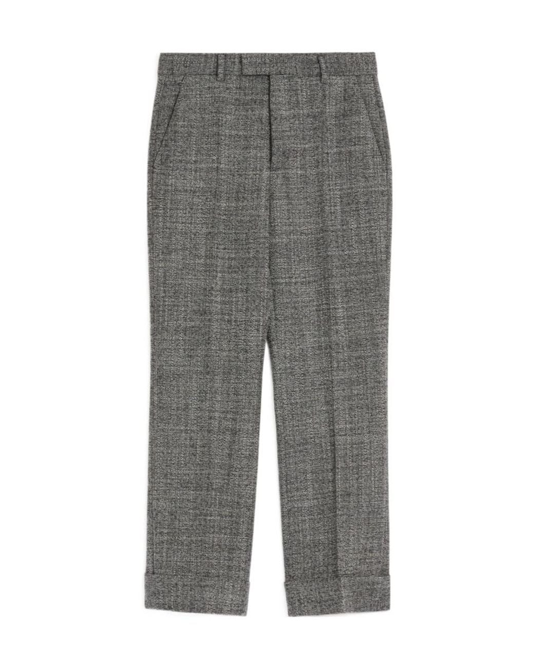 Valentino Gray Mouliné Wool Trousers With Turn-Ups for men