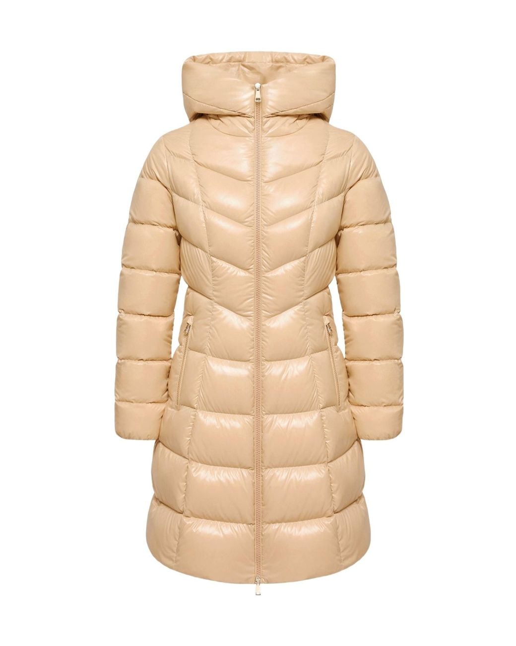 Moncler Natural Marusse Hooded Mid-Length Padded Jacket
