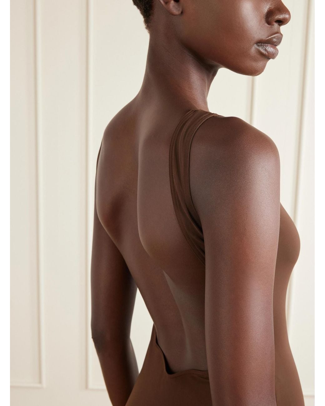 Eres Brown Sculpture Backless Jersey Maxi Dress