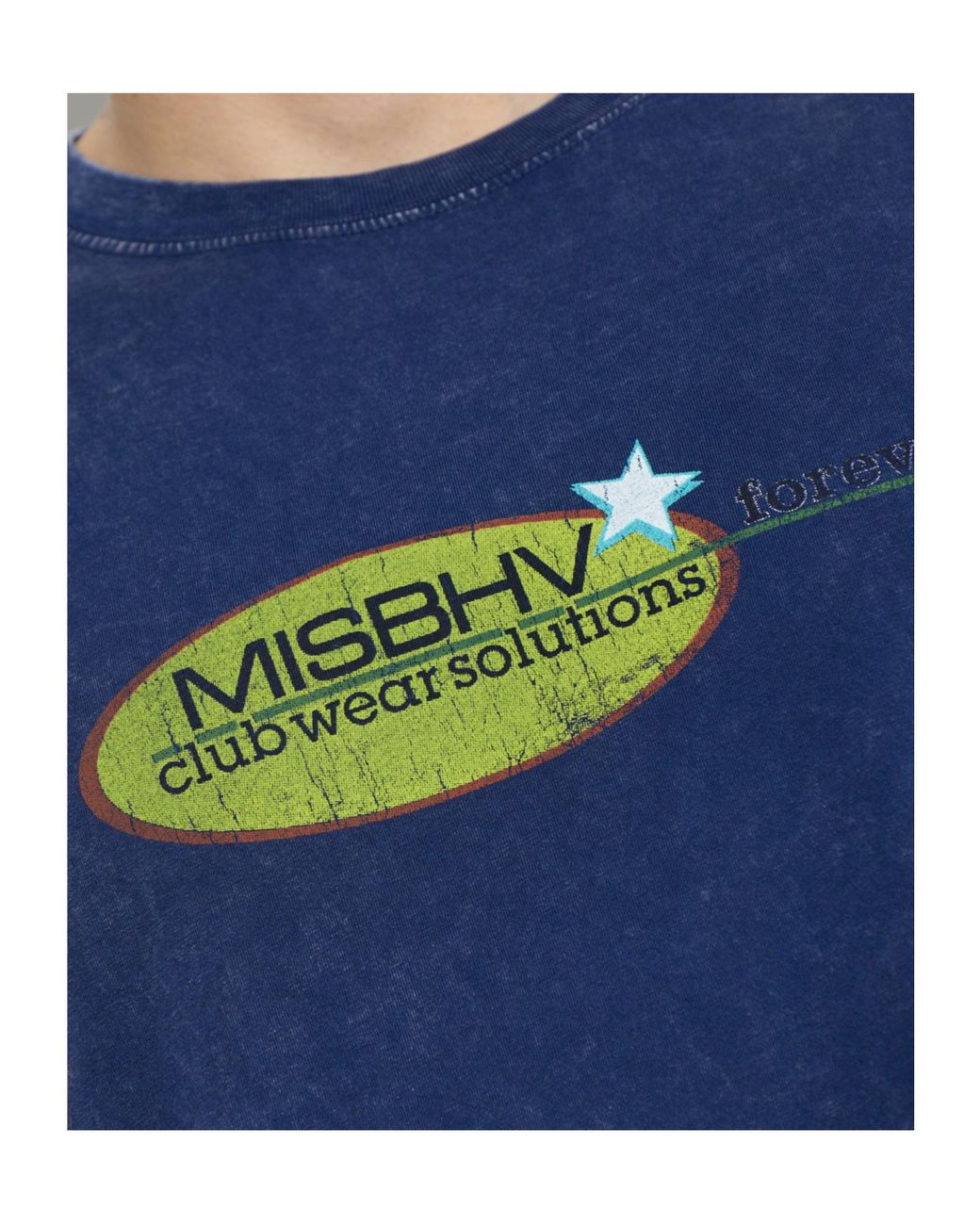 M I S B H V Blue Logo Print T-Shirt for men