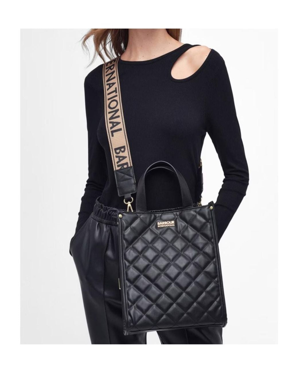 Barbour Black Quilted Fenchurch Tote Bag