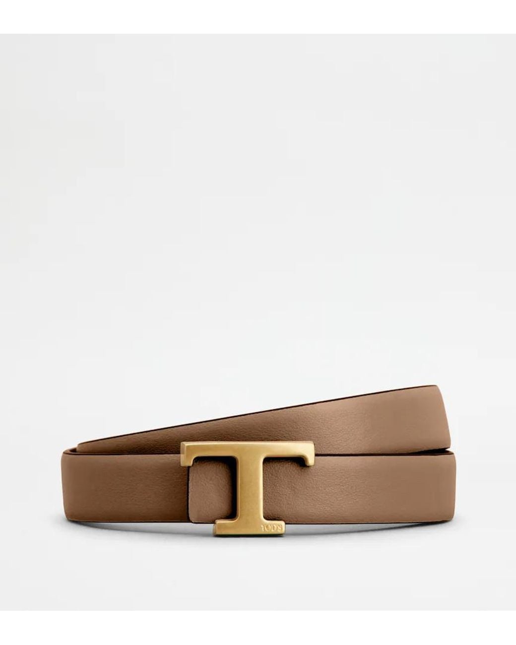 Tod's White T-Buckle Leather Belt