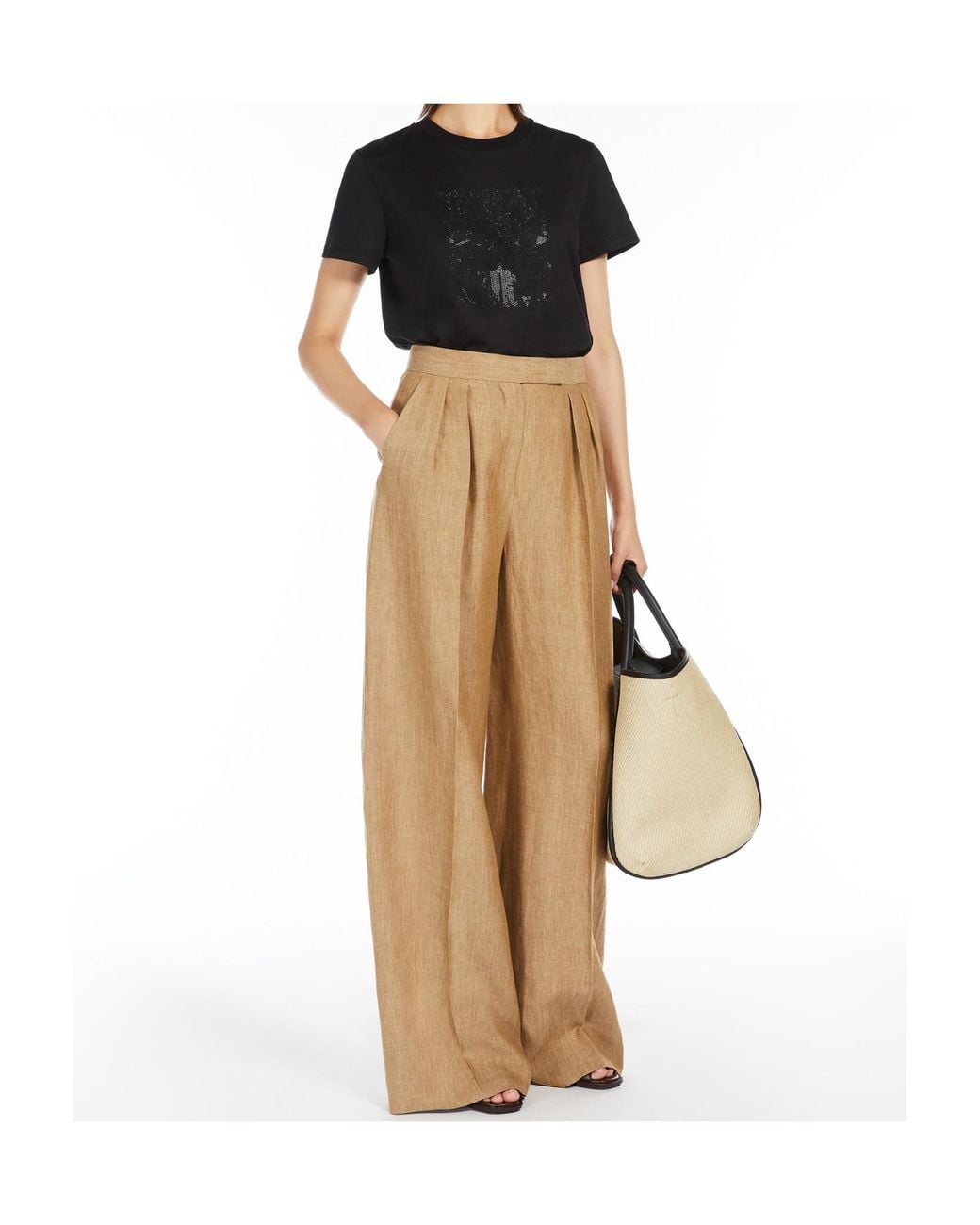 Max Mara Black Giovane Logo Embroidered Crewneck T-Shirt