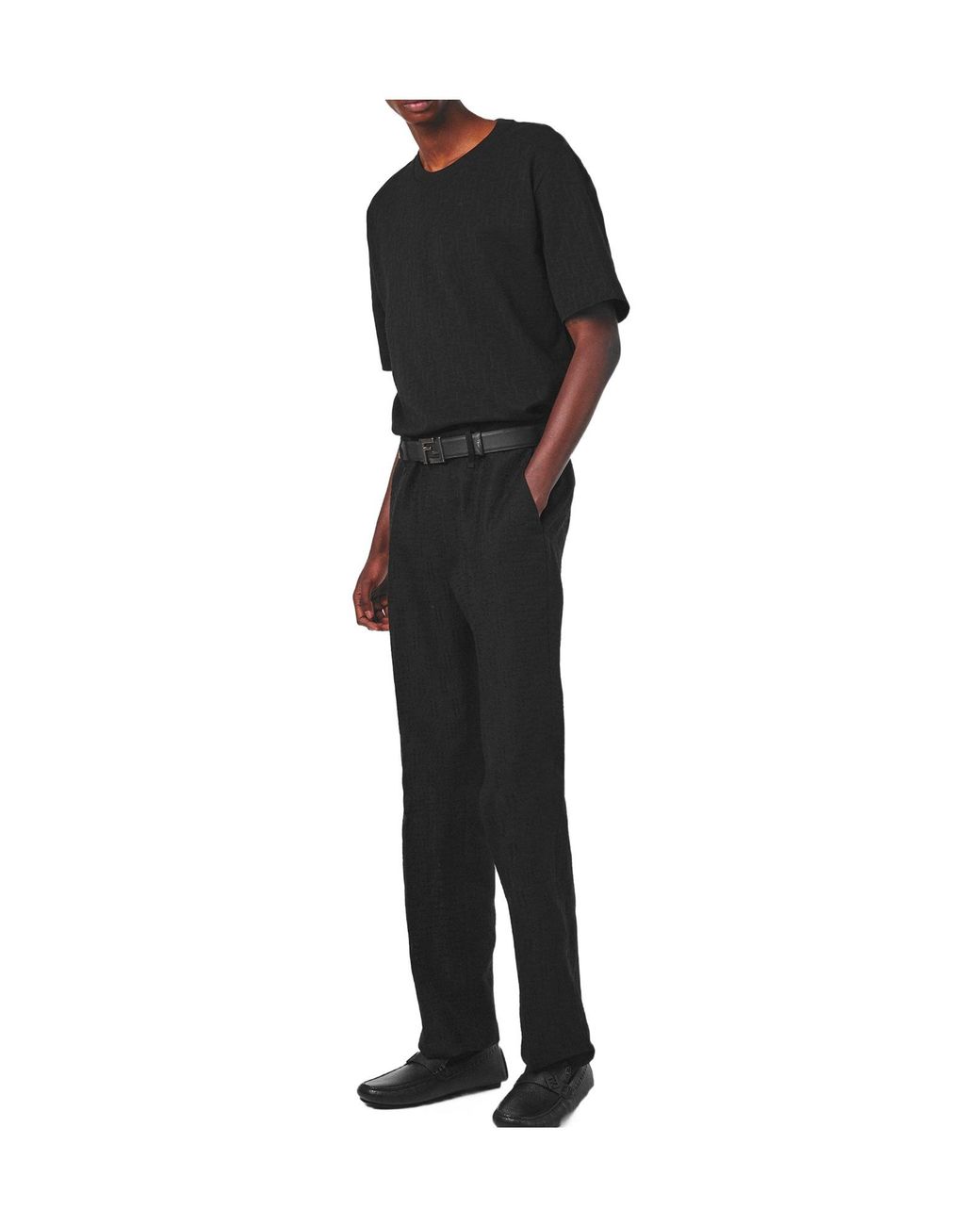 Fendi Black Crew Neck Short Sleeve Tee for men