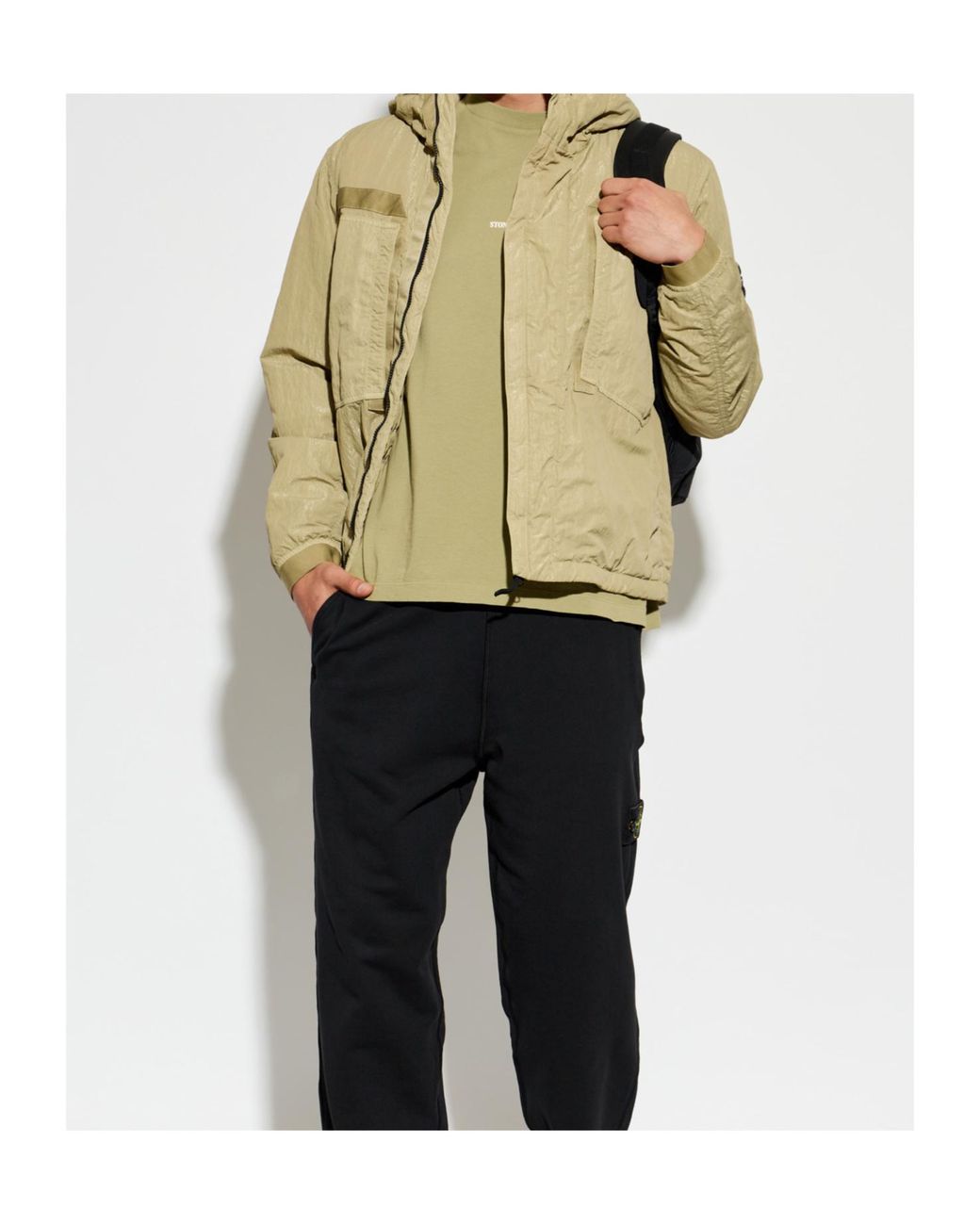 Stone Island Natural Logo Patch Hooded Jacket for men