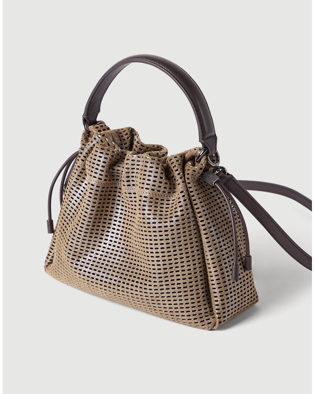 Brunello Cucinelli Brown Bucket Mellow Small Handbag