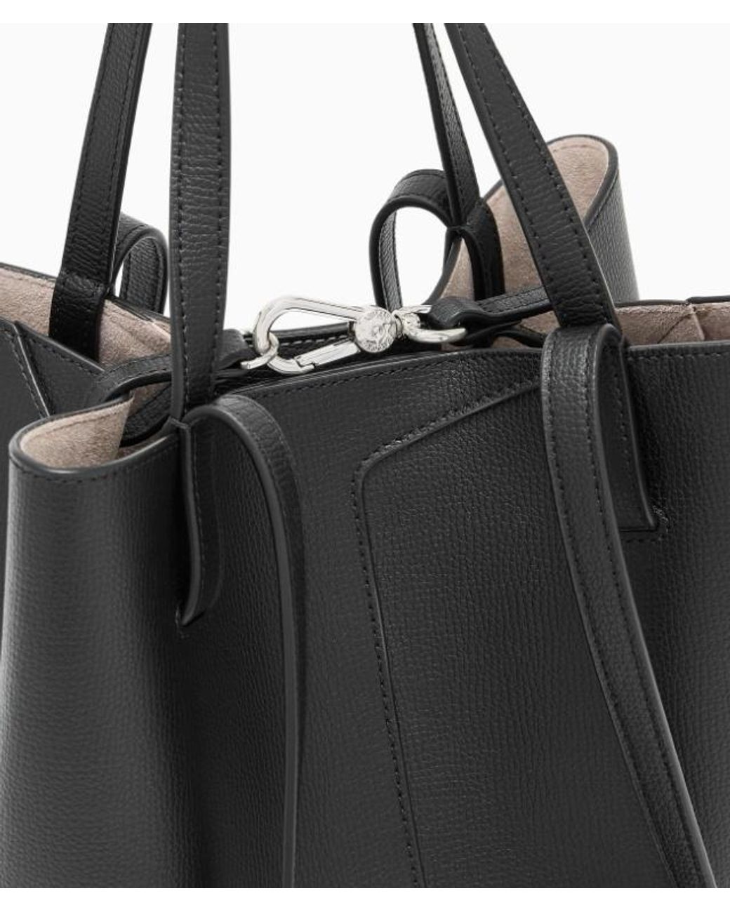 Emporio Armani Black Logo-Print Leather Shoulder Bag