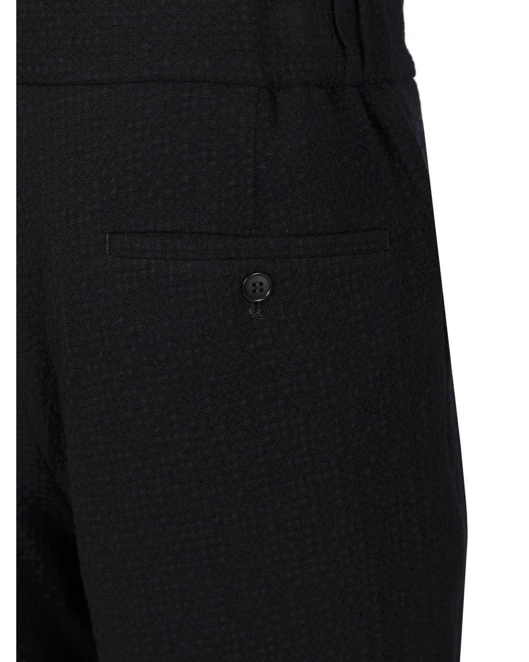 Giorgio Armani Black Stretch Wool Single Pleat Trousers for men
