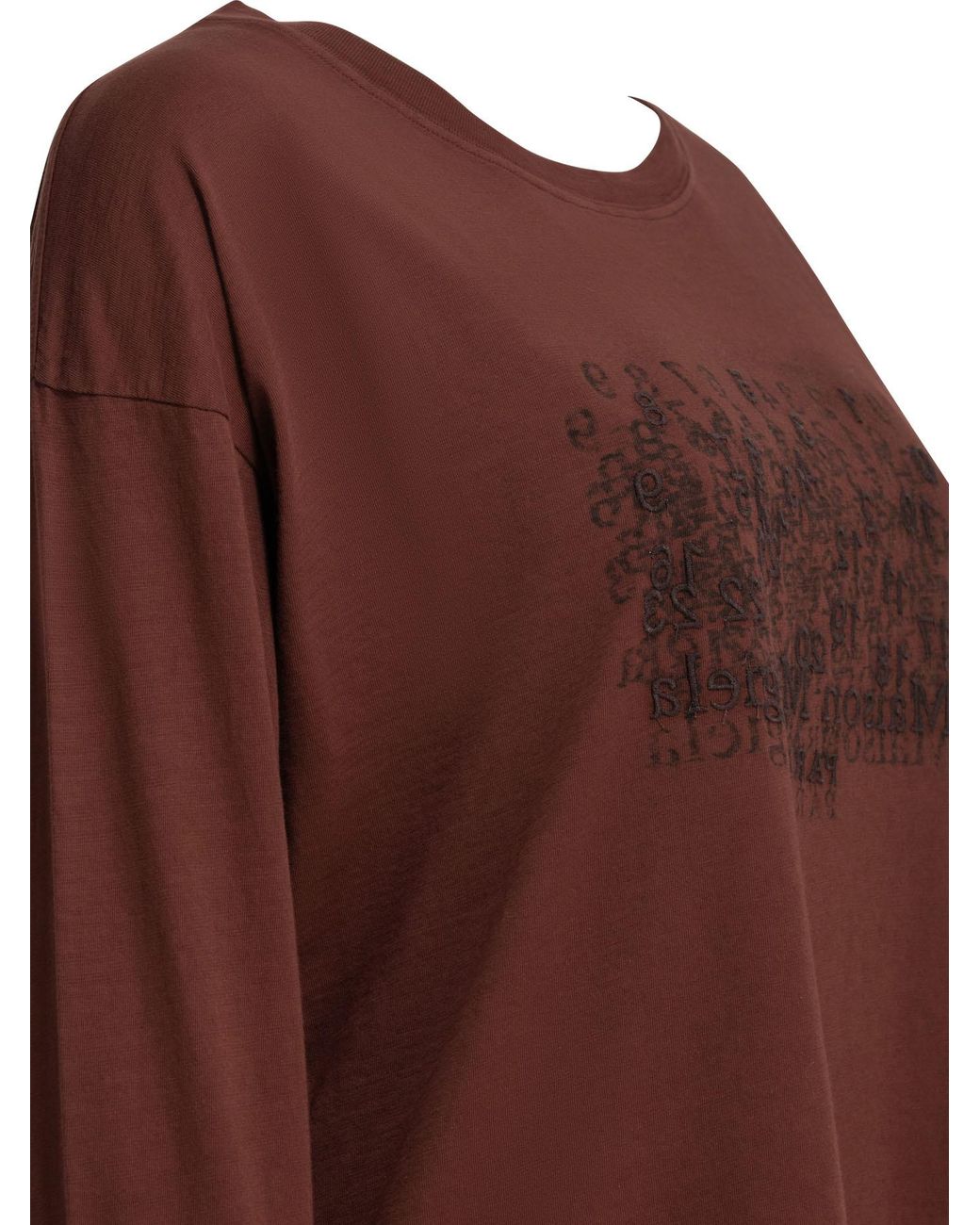 Maison Margiela Brown Logo Embroidered T-Shirt
