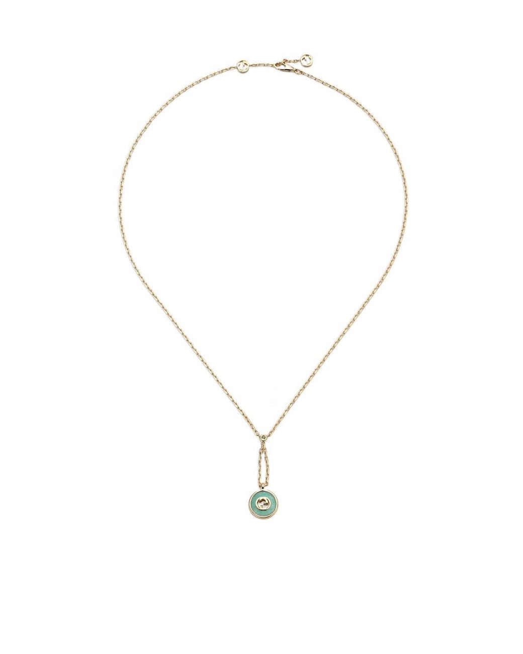 Gucci White Interlocking 18K Pendant Necklace